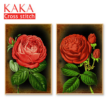 Kits de ponto cruz, conjuntos de bordado bordado com padrão impresso, 11ct-canvas para pintura de decoração de casa, flores completas nckf077 2024 - compre barato