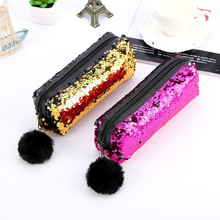 Sequin Pencil Case Trousse Scolaire Stylo Estuche Escolar Kawaii School Estojo Etui Hairball Pencilcase Bag Peluche Tools 2024 - buy cheap