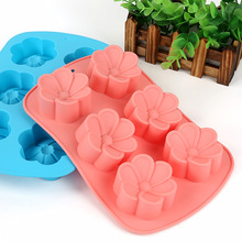 Forma de bolo de fondant de silicone grau alimentício, em formato de flor, 1pc 6 buracos, massas, biscoitos, moldes e147 2024 - compre barato