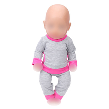 Roupa de boneca casual, terno cinza, calça de pijama, encaixa em bonecas de 43 cm, e acessórios de roupa de bonecas de 18 polegadas f422 2024 - compre barato