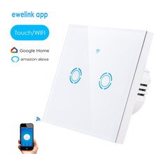 EWelink-Interruptor de cristal de tipo europeo para pared, Panel de luz de pantalla táctil con wifi, control remoto inteligente, funciona con google, 1, 2 y 3 entradas 2024 - compra barato