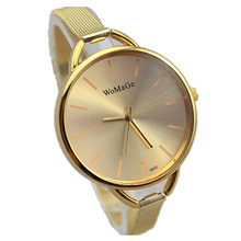 high quality womage brand big face gold colors slim grid steel band lady fashion bracelet quartz watch women casual wrist watch 2024 - buy cheap