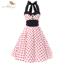 SISHION Short Cotton Vintage Dress Plus Size White with Red Polka Dot 50s 60s Swing Rockabilly Dresses Summer Style Casual D0148 2024 - buy cheap