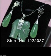 wholesale  Fashion beautiful! geen stone elephant Jewellery necklace Pendant earring Set 2024 - buy cheap