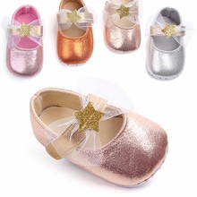 Star leather baby girl dress shoes  NewBorn Girls First Walkers With Big Bow Infant Toddler girl crib sneakers for 0-18 months 2024 - buy cheap