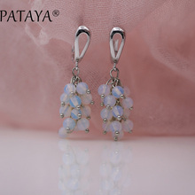 PATAYA New Arrivals Original Design Round Small Moonstone Natural Stone Dangle Earrings Women True White Gold Unique Jewelry 2024 - buy cheap