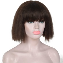 StrongBeauty-Peluca de cabello sintético para mujer, postizo de pelo liso con corte Bob, color negro/Rubio, Yaki, Gaga 2024 - compra barato