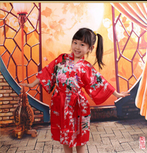 RB009-Kimono de satén de pavo real para niños, vestido de flores para dama de honor, albornoz de seda, camisón, Bata 2024 - compra barato