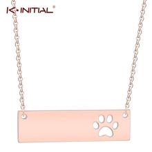 Kinitial Fashion Dog Paw Cuboid Bar Pendant Necklace Stainless Steel Animal Foot Print Necklaces for Pet Unisex Keepsake Jewelry 2024 - buy cheap