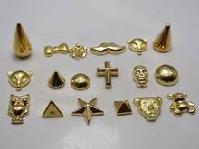 100 Assorted Gold Tone Metallic Acrylic Flatback Spike Cross Star Studs No hole 2024 - buy cheap