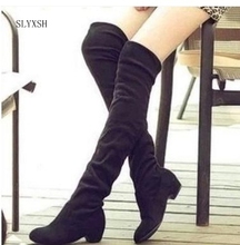 2018 Brand new Hot Women Boots Autumn Winter Ladies Fashion Flat Bottom Boots Shoes Over The Knee Thigh High Suede Long Boots 2024 - buy cheap