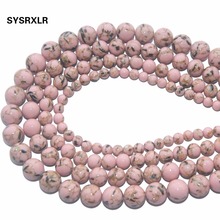 Wholesale Pink Synthesis Turquoises Stone Round Beads For Jewelry Making Charm DIY Bracelet Necklace Material 6/8/10/12 MM 2024 - buy cheap