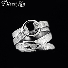 DIEERLAN Bohemian Fashion New Zirconia Belt Rings for Women Wedding Engagement Big Finger Ring Fancy Jewelry 2024 - buy cheap