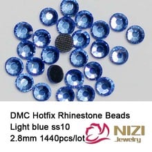 1440 pcs ss10 light sapphire  Free shipping DMC hot fix rhinestones flat back rhinestones High Quality 2024 - buy cheap