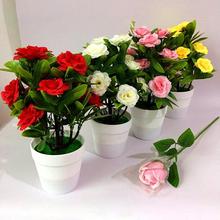 Planta de rosa artificial em vaso, bonsai com flores em vaso para sala de estar, escritório, jardim, decoração para casa, casamento, decoração interna, 1 peça 2024 - compre barato