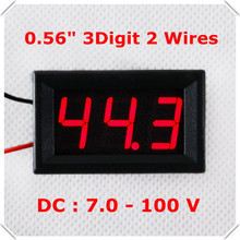 RD Two Wires DC 7-100V 0.56" Digital Voltmeter Car voltage Panel Meter Electric bicycle car LED Display Color [ 4 pcs / lot] 2024 - купить недорого
