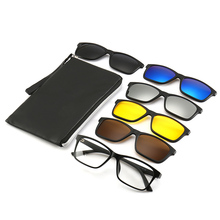 Clássico 5 em 1 óculos de sol polarizados clipe magnético em óculos de sol de plástico quadrado quadro de condução gafas de sol 2024 - compre barato