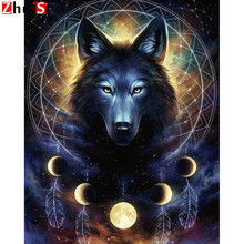 Pintura diamante quadrado completo animal 5d diy diamante bordado lobo preto mosaico imagem de strass decoração do casamento casa xy1 2024 - compre barato