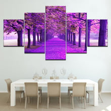 Pintura en lienzo de paisaje de bosque vivo de otoño púrpura, arte de pared de impresión en HD, póster Modular moderno, arte para decoración de sala de estar 2024 - compra barato