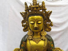 003939 Тибет Буддизм Бронзовый Gild перегородчатой Амитаюс kwan-Инь Бодхисаттва статуя Будды 2024 - купить недорого