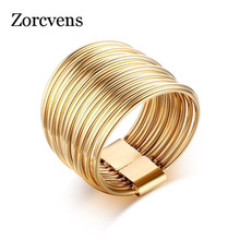 ZORCVENS 2022 New Personality Women & Men Jewelry Fashion Stainless Steel Gold-Color Ring 2024 - buy cheap