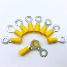 RV5.5-4s #8 Stud Size Yellow Vinyl Insulated Ring crimp terminals For 12-10 AWG cable Round crimp terminal 2024 - buy cheap