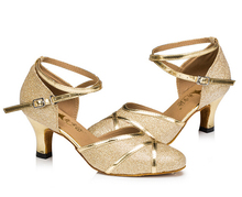 Wholesale New Ladies Gold Glitter Ballroom LATIN SALSA Tango Dance Shoes Heels Bachata Dance Shoes Suede Sole for Ballroom 2024 - buy cheap