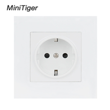 Minitiger White Wall Plastic Panel 1 Gang Power Socket Plug Grounded, 16A EU Standard Electrical Double Outlet 86mm * 86mm 2024 - buy cheap