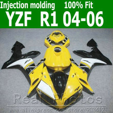 Kit de carenado para YAMAHA, 2004-2006 YZFR1 moldeado por inyección, juego de carenados en amarillo, blanco y negro, 04 05 06 YZF R1 AS34, Envío Gratis 2024 - compra barato