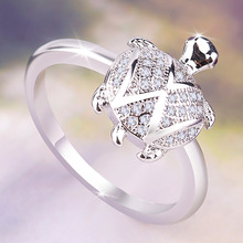 Anillo de tortuga grande bohemio para mujer, anillos de piedra circón de cristal de Color plata Retro para mujer, joyería de boda, regalo de San Valentín 2024 - compra barato