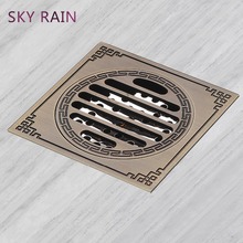 SKY RAIN Bathroom Drain 10 Inch Square Classic Brass Ideal Anti Odor Floor Drain With Cover 2024 - buy cheap