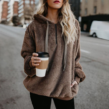2018 плюс Размеры Для женщин свитер пуловер с капюшоном кашемир осень Повседневное толстовки с длинными рукавами толстовка свободные бархат на молнии Детский комбинезон 2024 - купить недорого