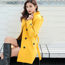 Winter Yellow Pink Wool Overcoat Warm Outerwear Women Yellow Faux Fur Coat Turn Down Collar Long Sleeve Cardigan Female Outwear 2024 - buy cheap