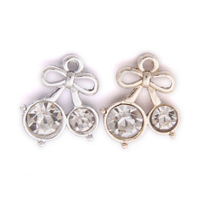 10pcs Silver Gold Tone Alloy Crystal Rhinestone Jewelry Charms 14*18MM Fruit Cherry Shape Metal Bracelet Earring Pendants 2024 - buy cheap