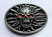 Skull belt buckle with pewter finish SW-BY11 suitable for 4cm wideth belt with continous stock free shipping 2024 - buy cheap