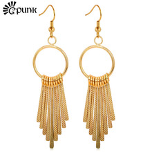 Dangle Tassel Drop Earrings For Women yellow  Gold color Wholesale Vintage Classic Party Earrings E1863G 2024 - buy cheap