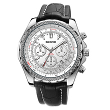 Skone relógio de pulso masculino de marca luxuosa, relógio com pulseira de couro quartz de negócios casual para homens 2024 - compre barato
