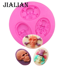 Free shipping Halloween skull chocolate Party cake decorating tools DIY baking fondant silicone mold T0269 2024 - buy cheap