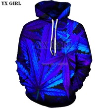 Толстовка YX с капюшоном для девушек, модная уличная одежда для мужчин и женщин, худи с 3d принтом синей травы, повседневная мужская одежда 2024 - купить недорого