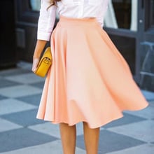 2018 Autumn Women Skirts Fashion Elegant Office OL Work Solid Skirts Casual Loose Big Hem High Waist Pleated Skirt Female 2024 - buy cheap