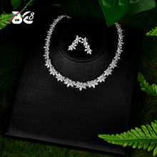 Be 8 joias brilhantes aaa zircônio cúbico colar brincos brilhantes para casamento conjunto de joias acessórios de vestido s109 2024 - compre barato