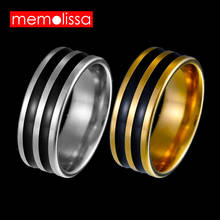 MeMolissa Jewelry Black Rings For Men Stainless Steel Enamel Men's Ring Jewelry 8mm 2024 - buy cheap