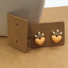 3.5*2.5cm kraft Paper cute Stud earring Hang Tag card  Jewelry Display packing Card 1lot=100 pcs 2024 - buy cheap