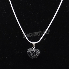 10pcs/Lot Black Love Heart Rhinestone Charm Silver Plated Necklace Women's Choker Free Shipping 2024 - buy cheap