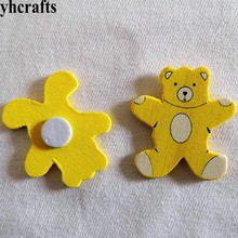 100PCS/LOT,Yellow bear wood stickers,School kindergarten ornament Kids room decoration DIY toys,Craft material,Scrapbooking kit 2024 - buy cheap