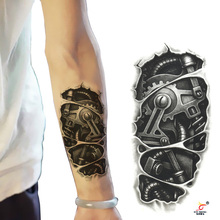 Временные татуировки 3D Черный Механическая рука поддельные наклейки передачи татуировки горячие пикантные красивые мужчины спрей водонепроницаемый дизайн 2024 - купить недорого