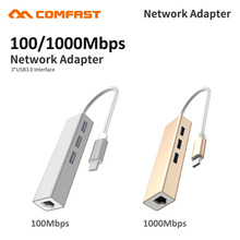 Адаптер Ethernet Comfast с USB 3,0 на Gigabit Ethernet, 3-портовый концентратор USB 3,0, шина с 10/100/1000 RJ45, Gigabit Ethernet LAN порт, конвертер, концентратор 2024 - купить недорого