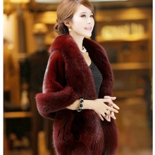 Women's Faux Fur Cape Jacket Winter Warm White / Black / Burgundy Large Fur Collar Short Section Young Lady 2020 New 2024 - buy cheap