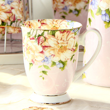 300ml, caneca de café de cerâmica de porcelana óssea, pintura floral de café, presente xícara de chá de cerâmica criativa, cerimônia de chá vintage 2024 - compre barato
