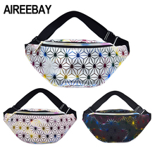 Aireebay pochete holográfica feminina, bolsa de ombro a laser prata, para viagem, de cintura, preta 2024 - compre barato